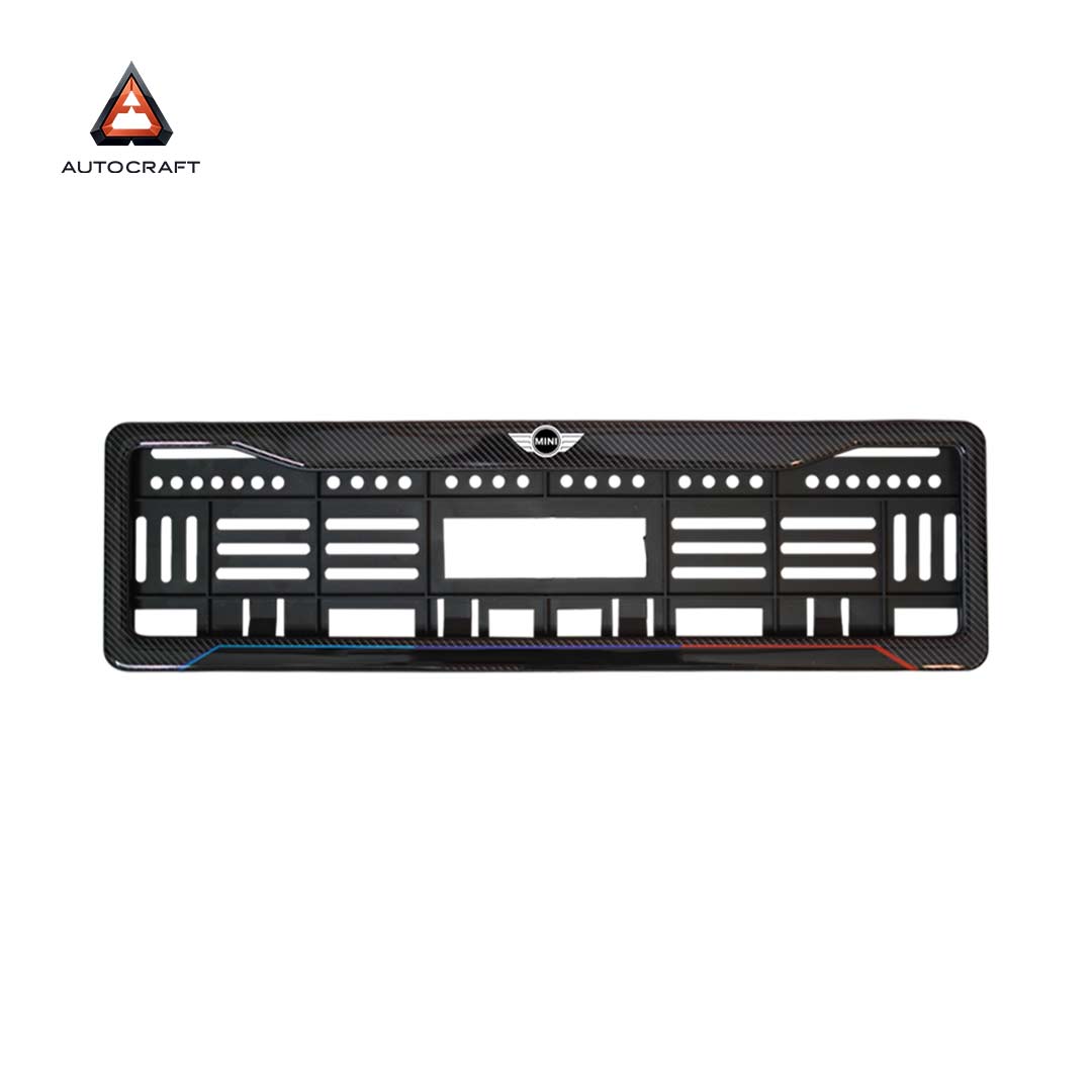 Car Number Plate Gel Frame - Mini Cooper - Blue and Red Line HSRP number plate gel frame view 3