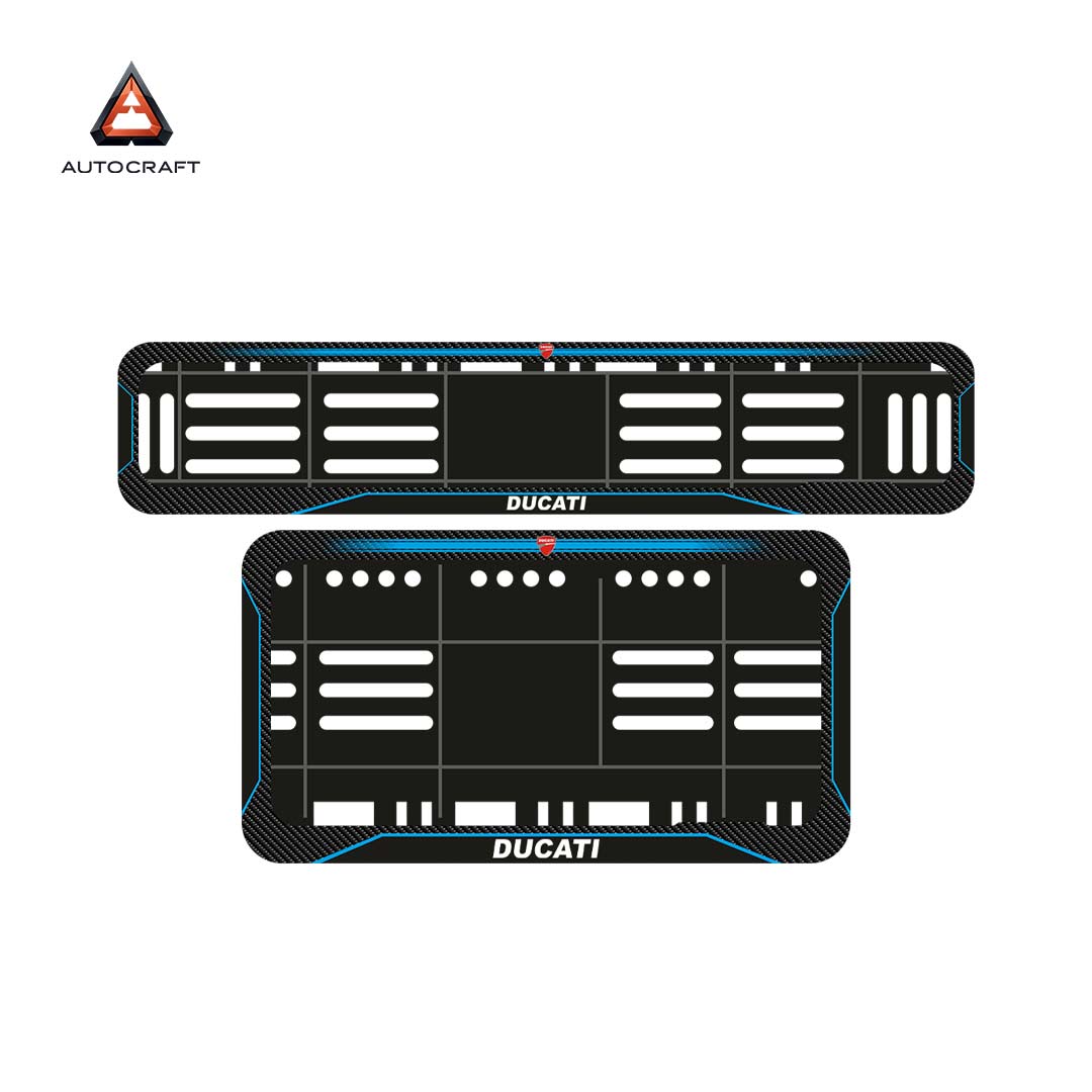 Bike Number Plate Gel Frame - Ducati - Blue Line (Front and Back Set)