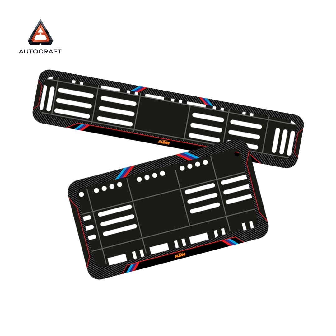 Bike Number Plate Gel Frame - KTM - Red & Blue Lines (Front and Back Set)