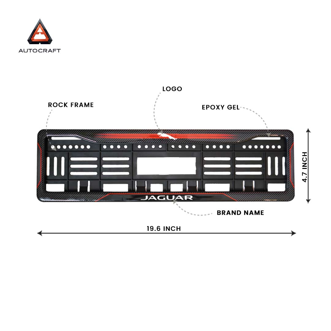 Car Number Plate Gel Frame - Jaguar Logo - Red Dash