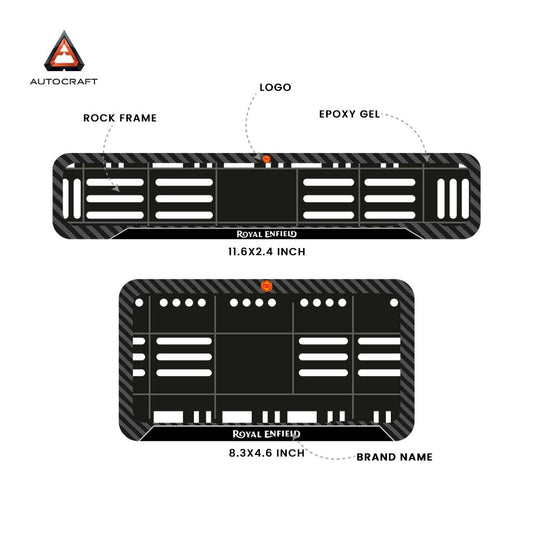 Bike Number Plate Gel Frame - Royal Enfield - Black Pattern