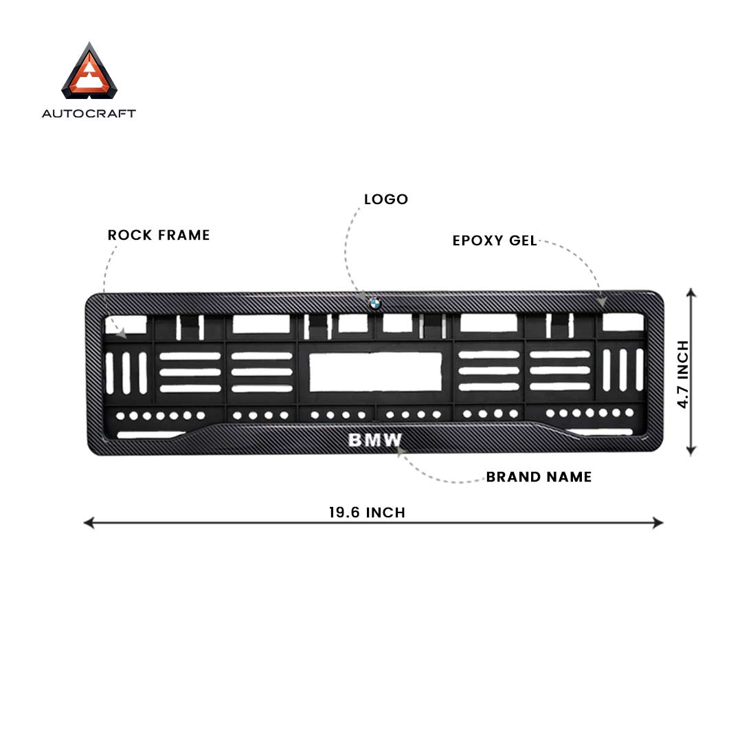 Car Number Plate Gel Frame - BMW - Black Plain