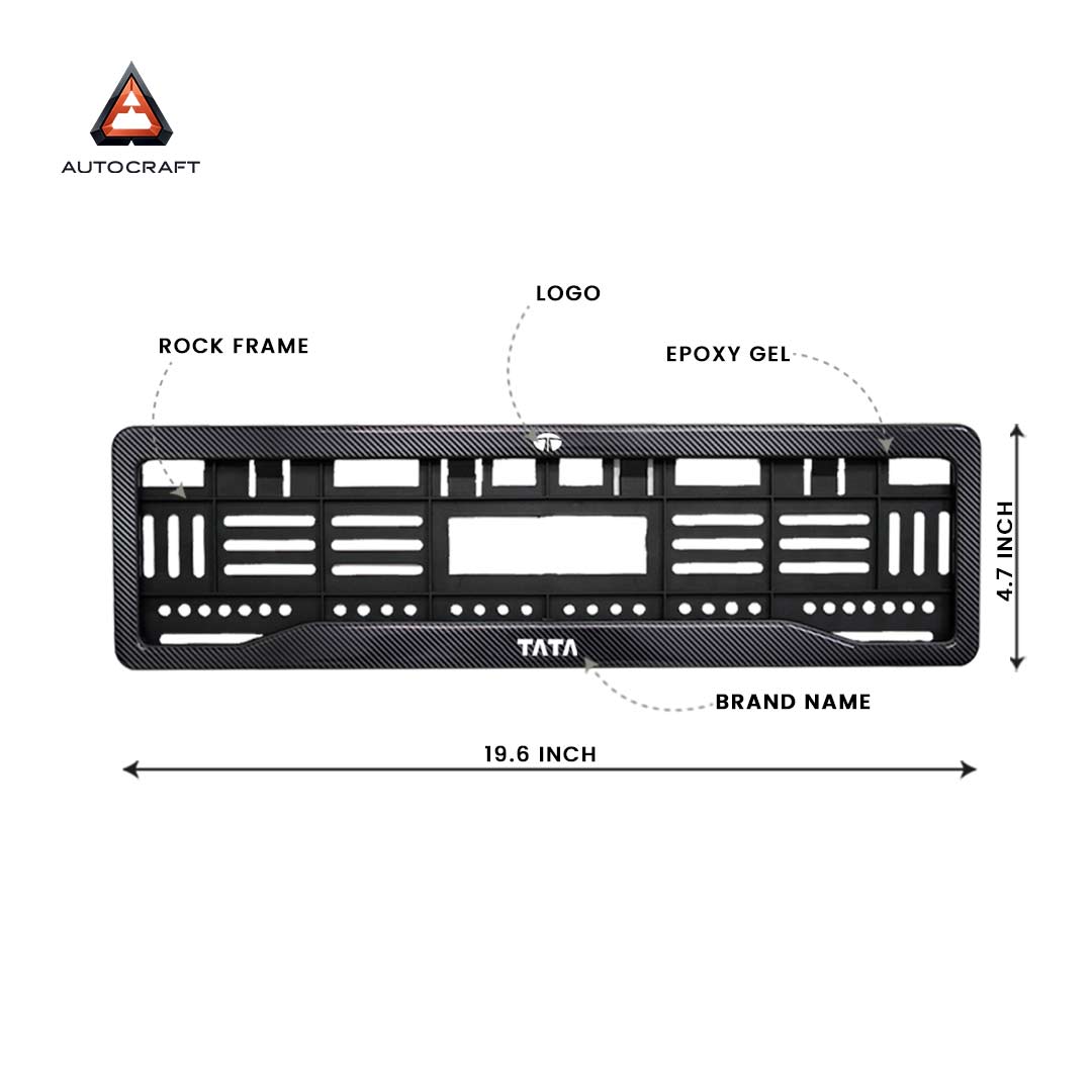 Car Number Plate Gel Frame - TATA - Black Plain