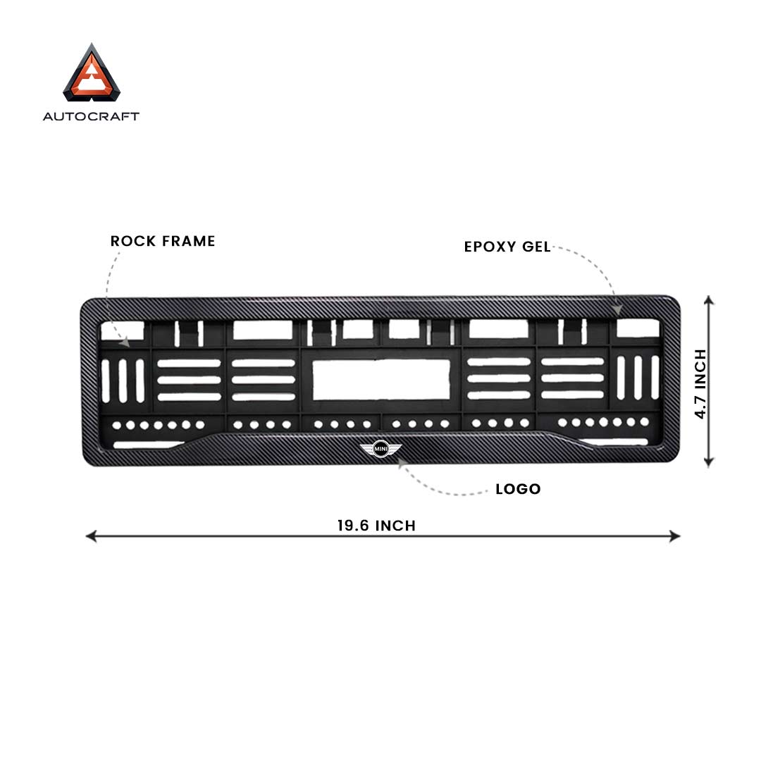 Car Number Plate Gel Frame - Mini Cooper - Black Plain HSRP number plate gel frame view 2