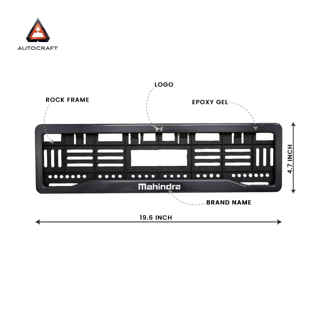 Car Number Plate Gel Frame - Mahindra - Black Plain