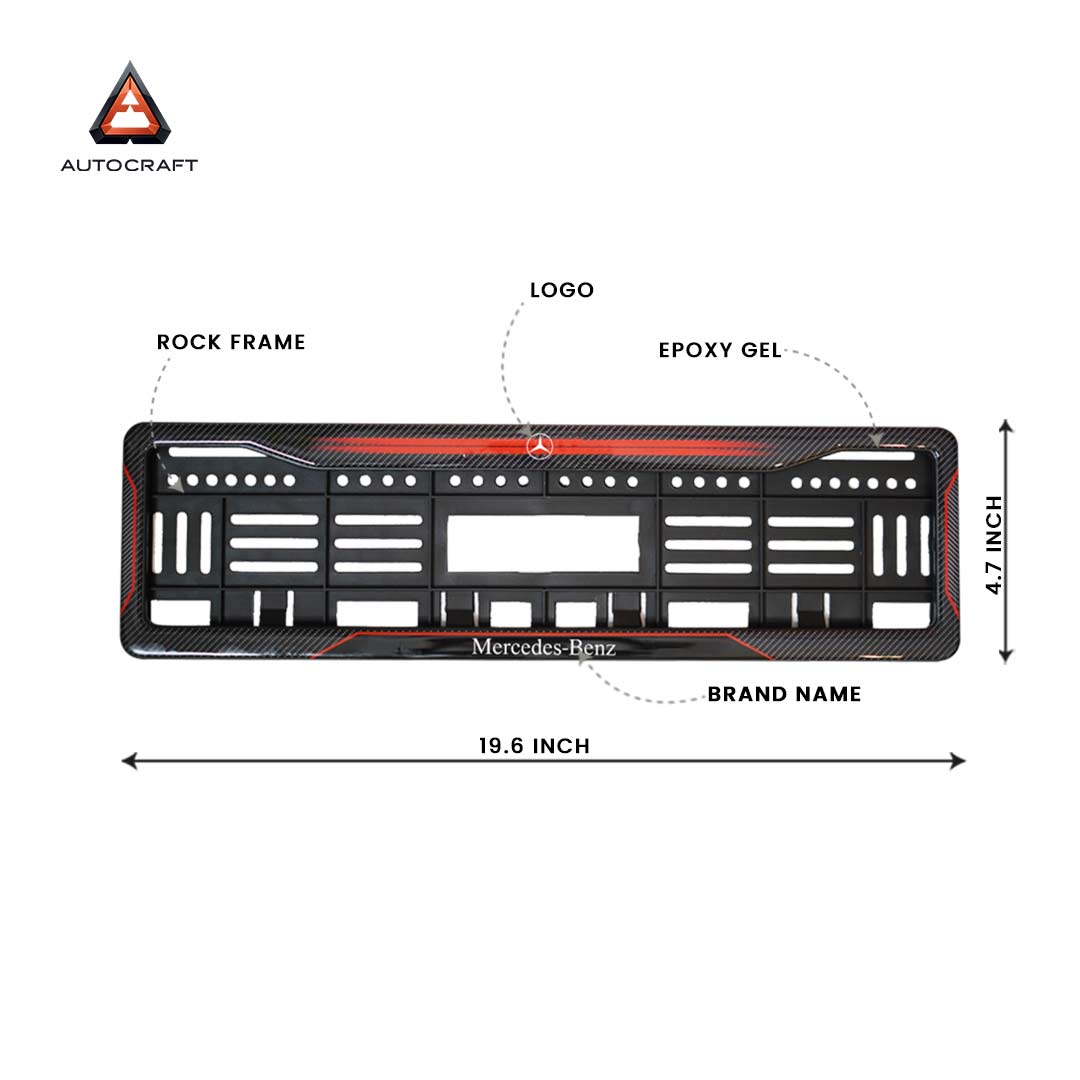 Car Number Plate Gel Frame - Benz - Red Dash