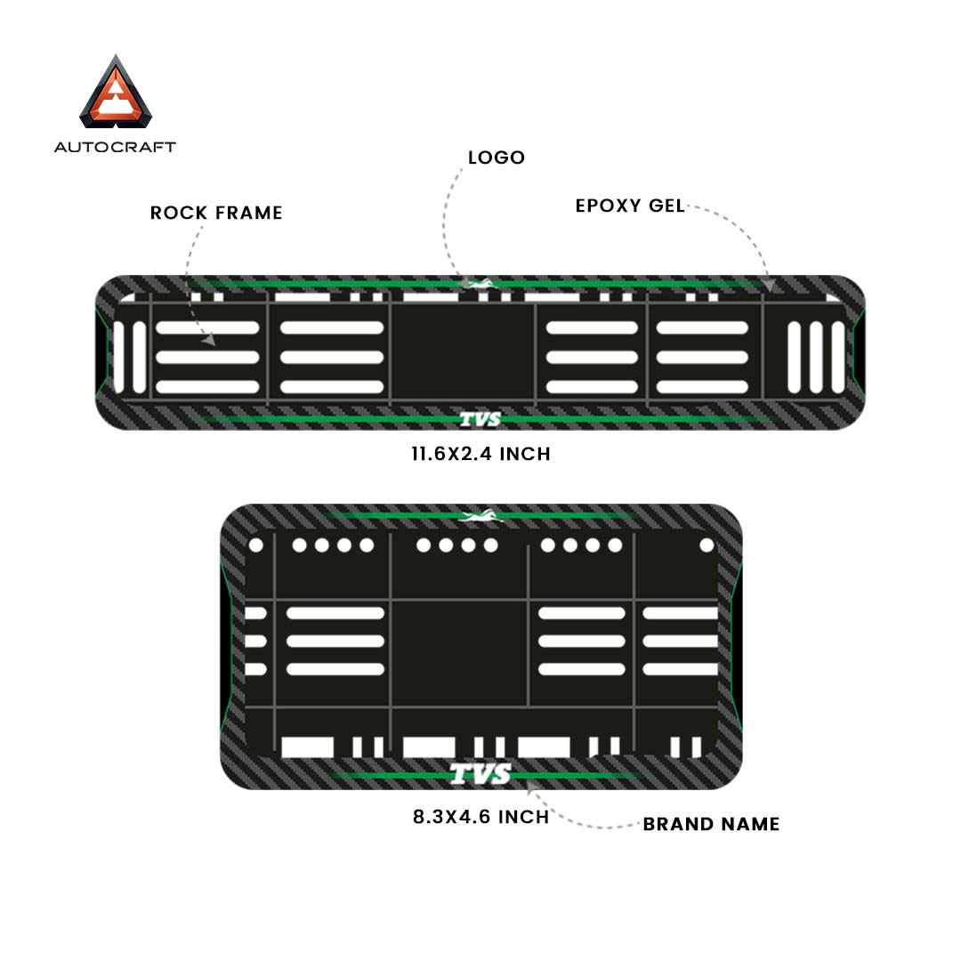 Bike Number Plate Gel Frame - TVS - Green Line (Front and Back Set)