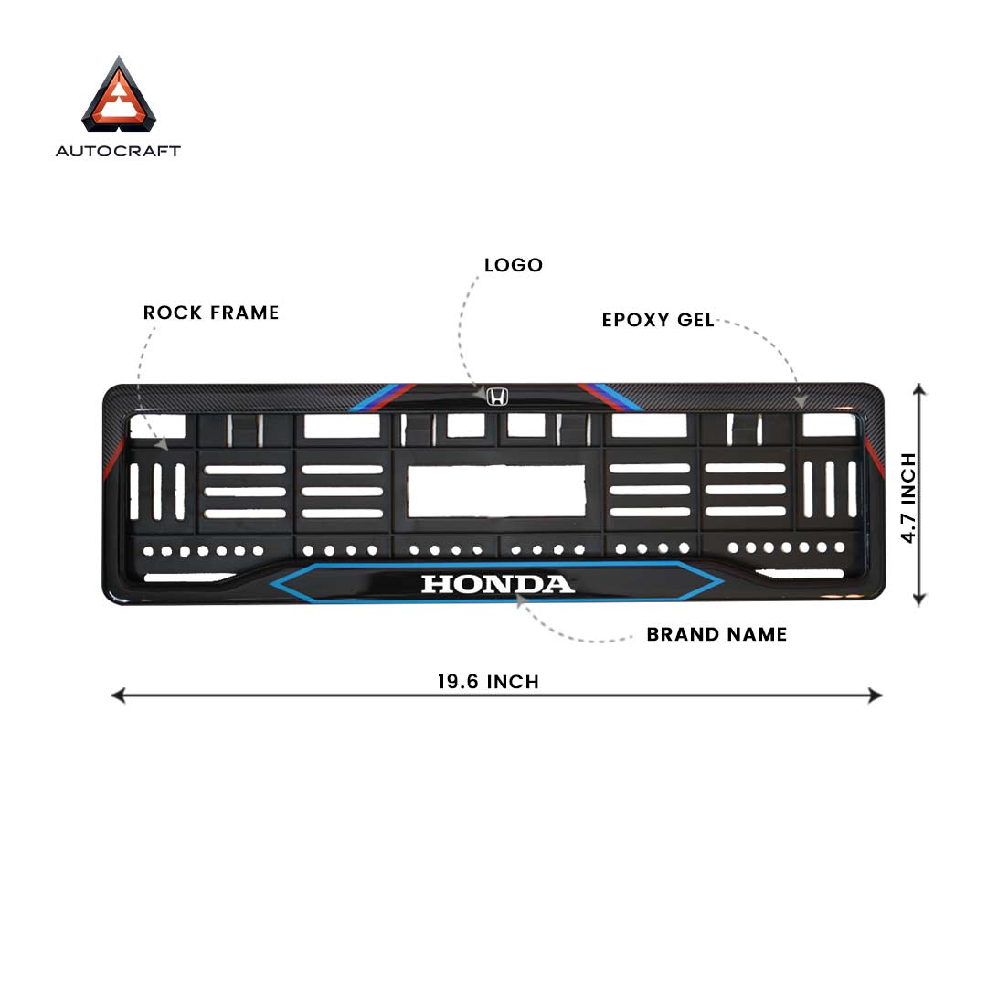 Car Number Plate Gel Frame - Honda - Red and Blue Line