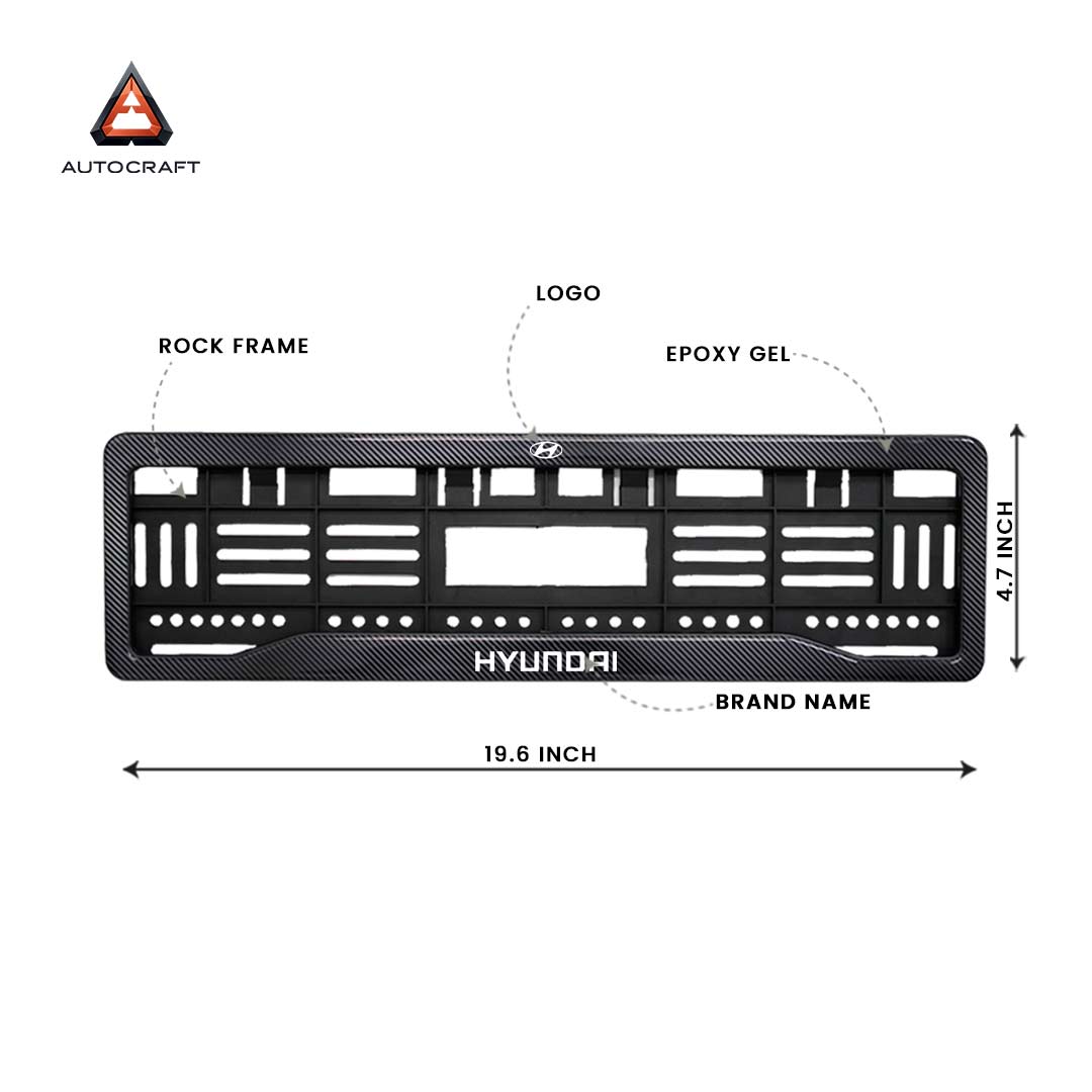 Car Number Plate Gel Frame - Hyundai - Black Plain