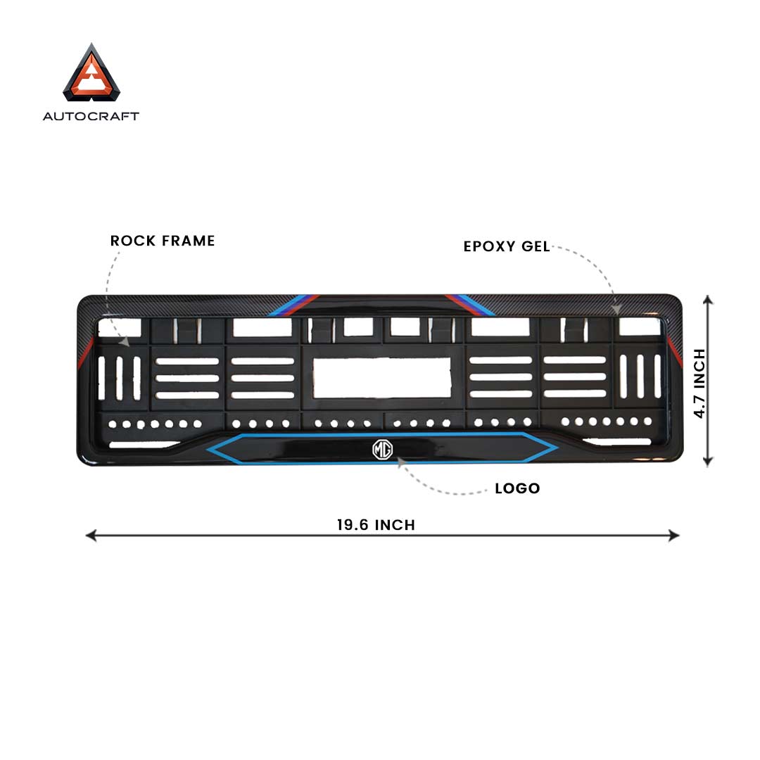 Car Number Plate Gel Frame - MG - Red and Blue Line