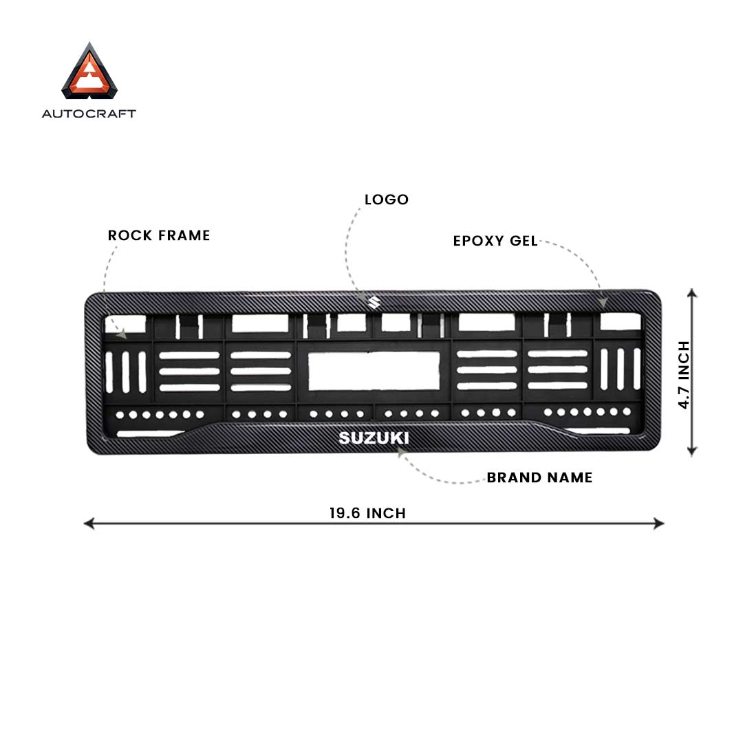 Car Number Plate Gel Frame - Suzuki - Black Plain