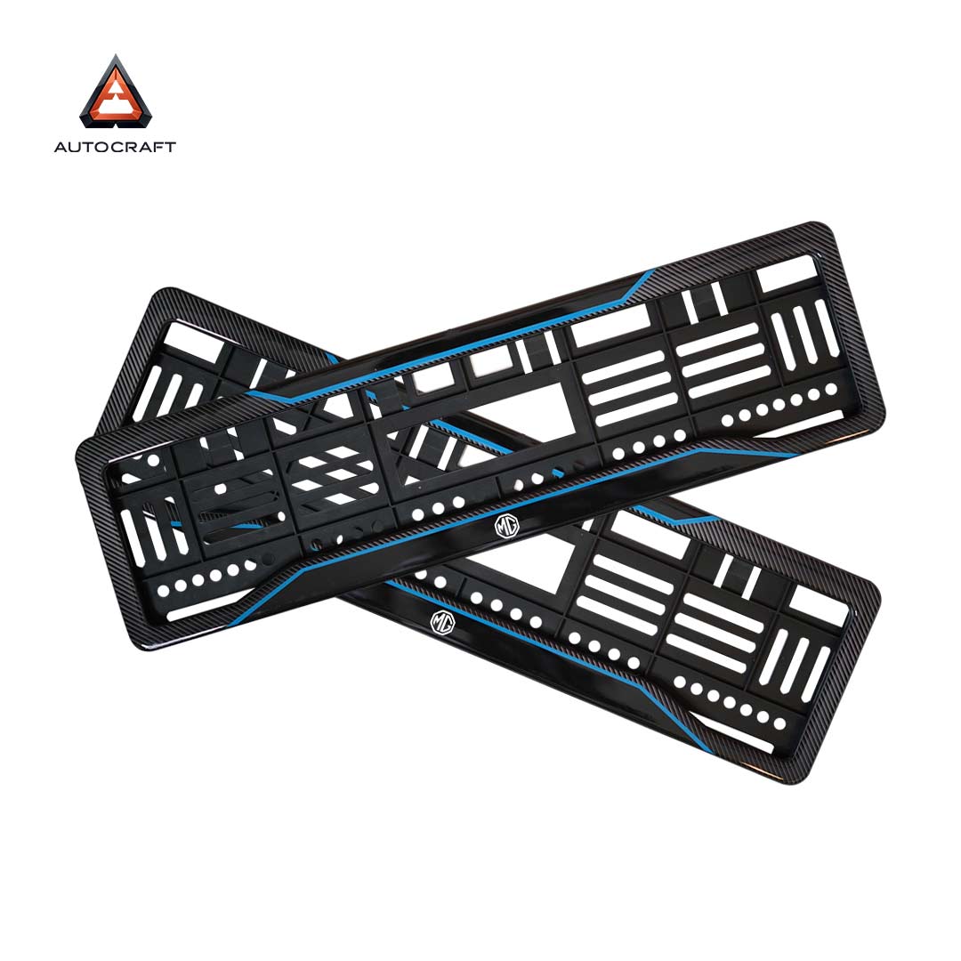 Car Number Plate Gel Frame - MG - Blue Line HSRP number plate gel frame view 1