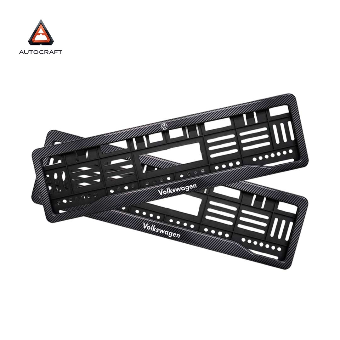 Car Number Plate Gel Frame - Volkswagen - Black Plain HSRP number plate gel frame view 1