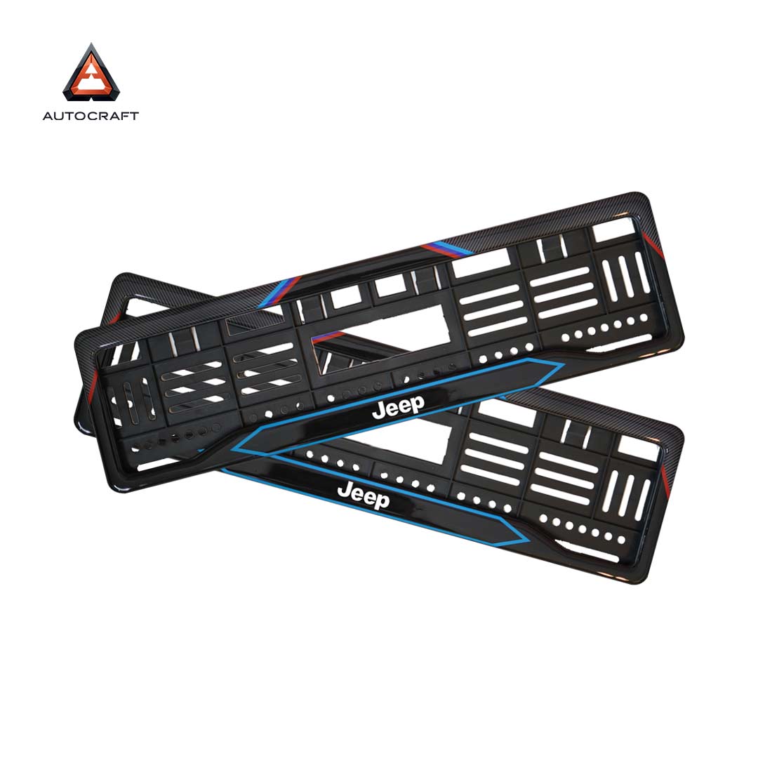 Car Number Plate Gel Frame - Jeep - Red and Blue Line HSRP number plate gel frame view 1
