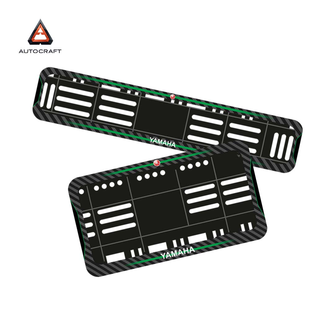 Bike Number Plate Gel Frame - Yamaha - Green Line (Front and Back Set) HSRP number plate gel frame view 1