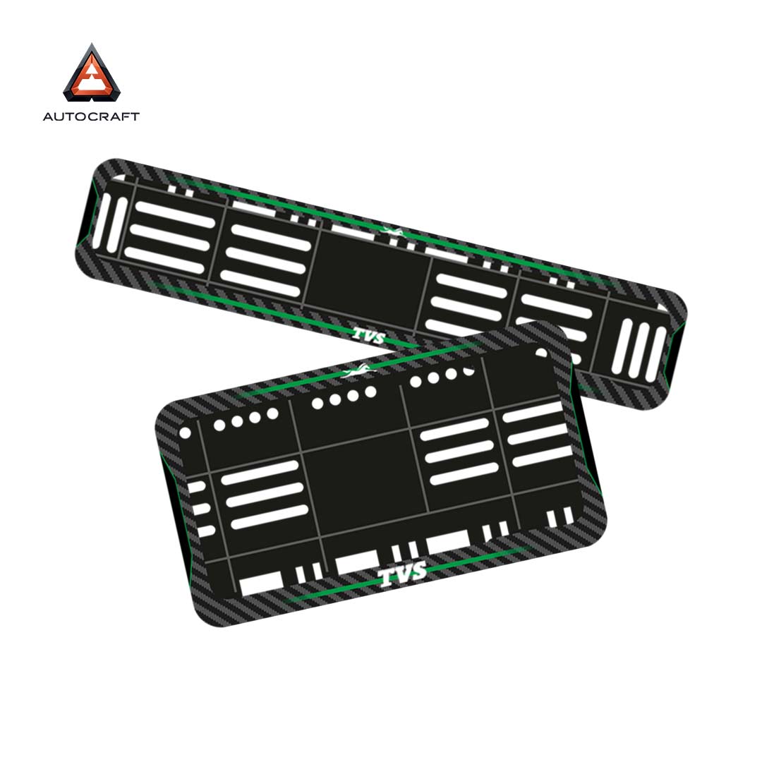 Bike Number Plate Gel Frame - TVS - Green Line (Front and Back Set) HSRP number plate gel frame view 1