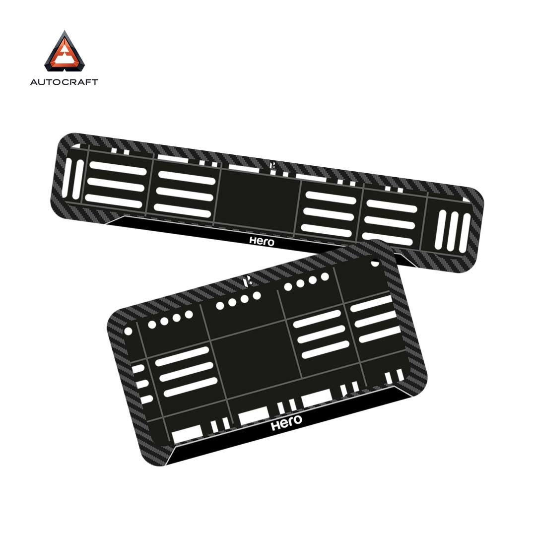 Bike Number Plate Gel Frame - Hero - Black Pattern (Front and Back Set) HSRP number plate gel frame view 1