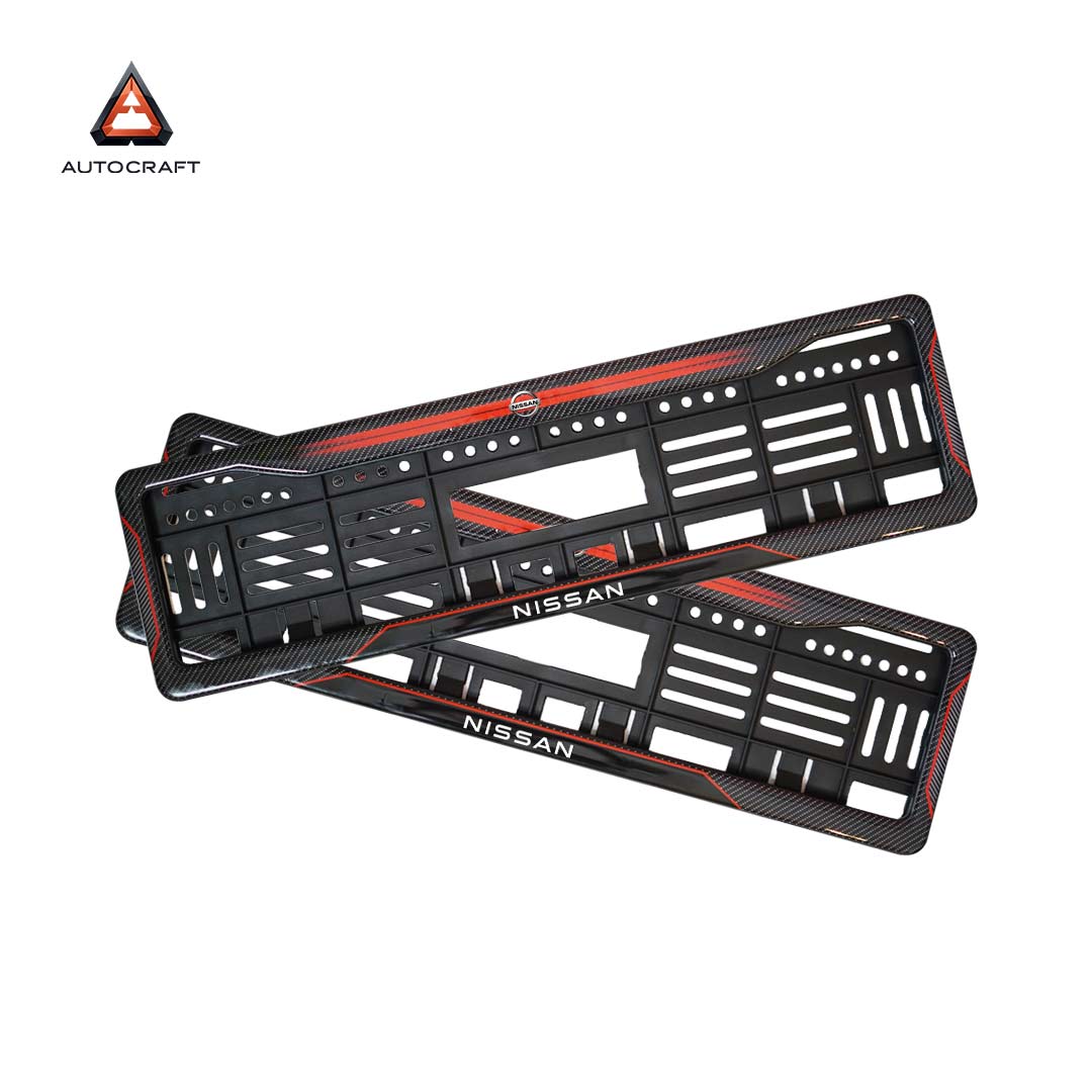 Car Number Plate Gel Frame - Nissan - Red Dash HSRP number plate gel frame view 1