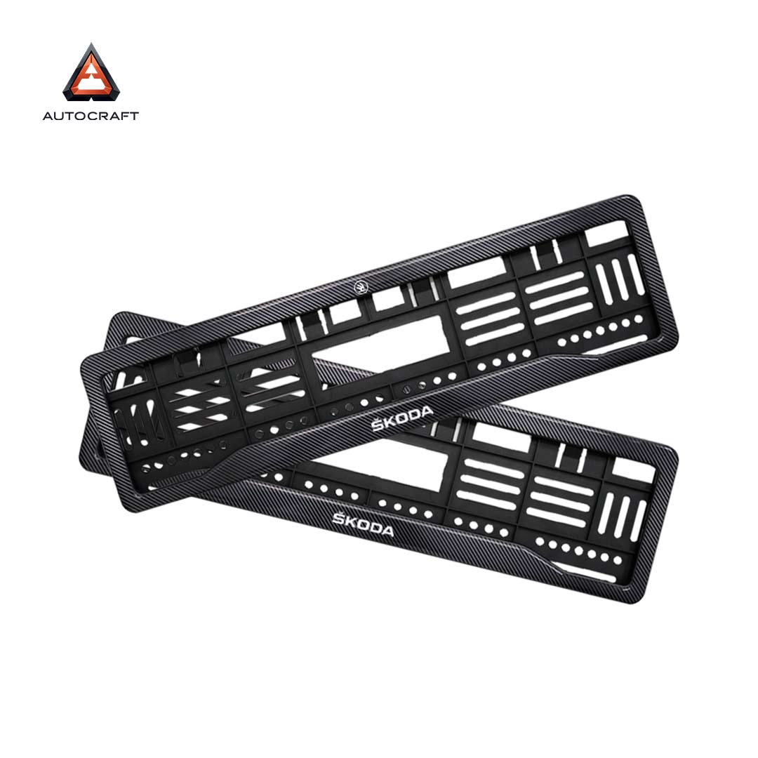 Car Number Plate Gel Frame - Skoda - Black Plain