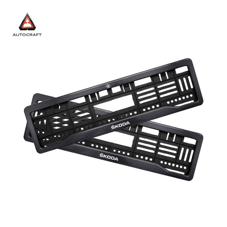 Car Number Plate Gel Frame - Skoda - Black Plain