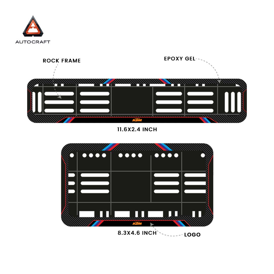 Bike Number Plate Gel Frame - KTM - Red & Blue Lines (Front and Back Set)