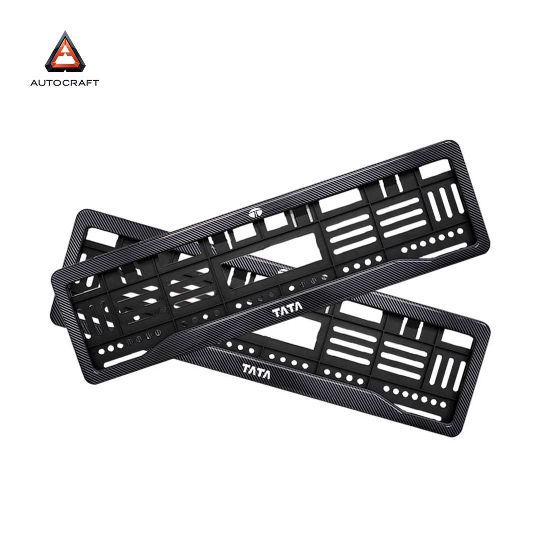 Car Number Plate Gel Frame - TATA - Black Plain