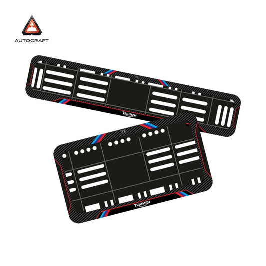 Bike Number Plate Gel Frame - Triumph - Red & Blue Lines (Front and Back Set)