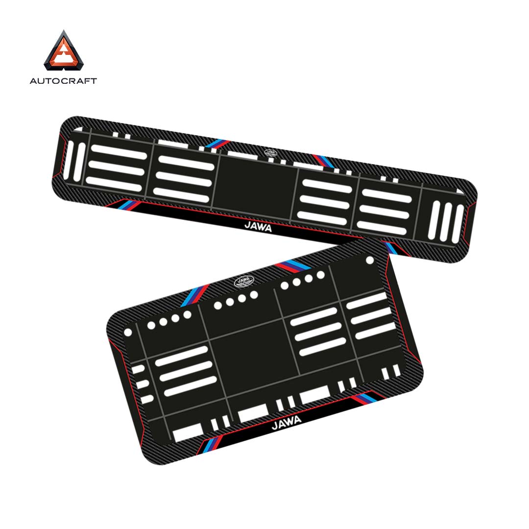 Bike Number Plate Gel Frame - Jawa - Red & Blue Lines (Front and Back Set)