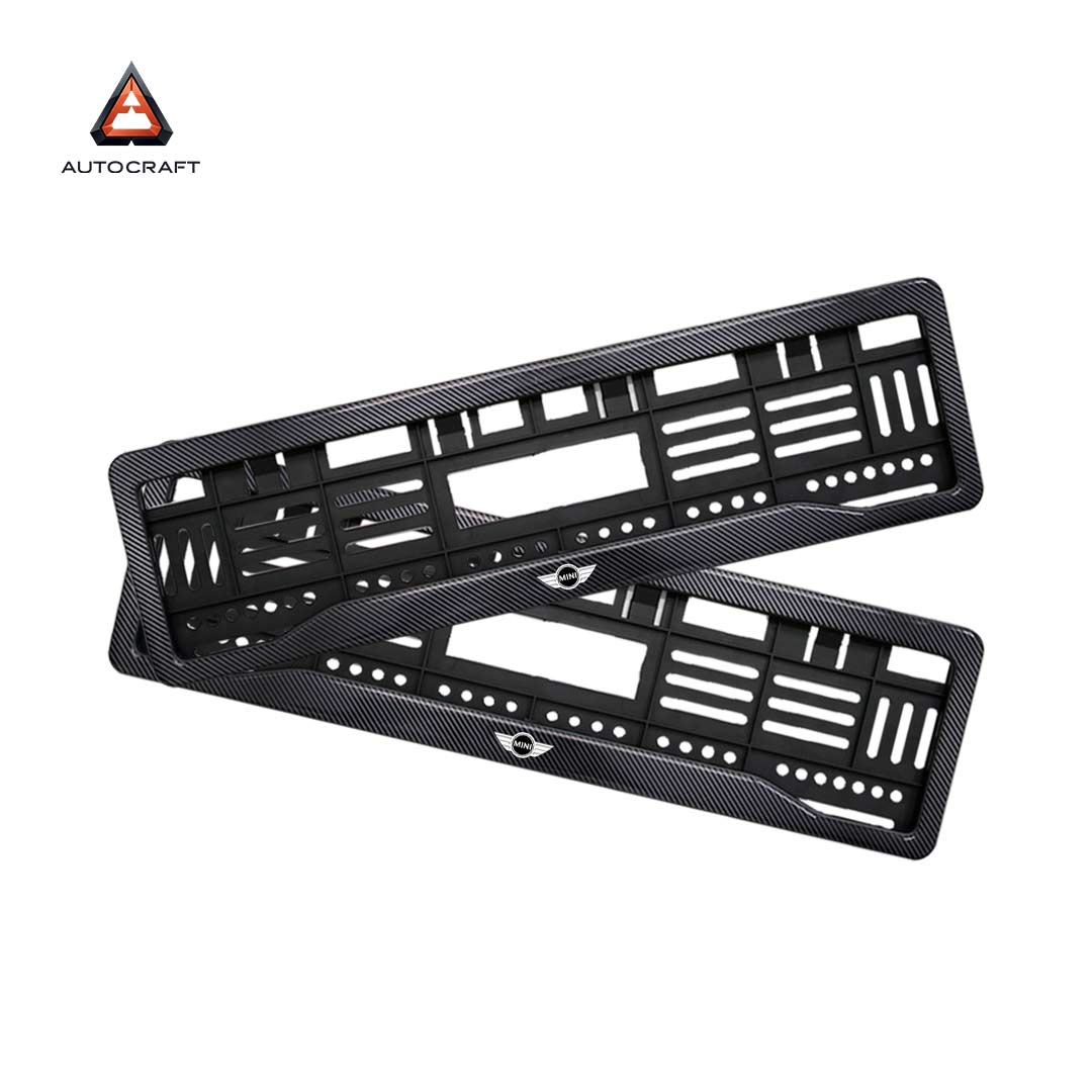 Car Number Plate Gel Frame - Mini Cooper - Black Plain HSRP number plate gel frame view 1