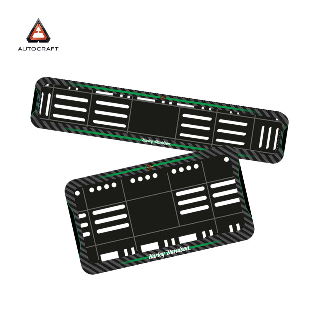 Bike Number Plate Gel Frame - Harley Davidson - Green Line (Front and Back Set)