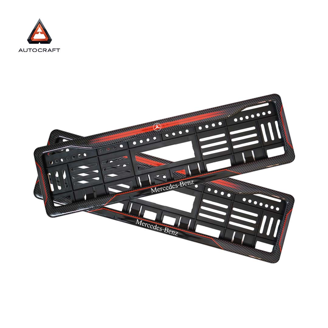 Car Number Plate Gel Frame - Benz - Red Dash