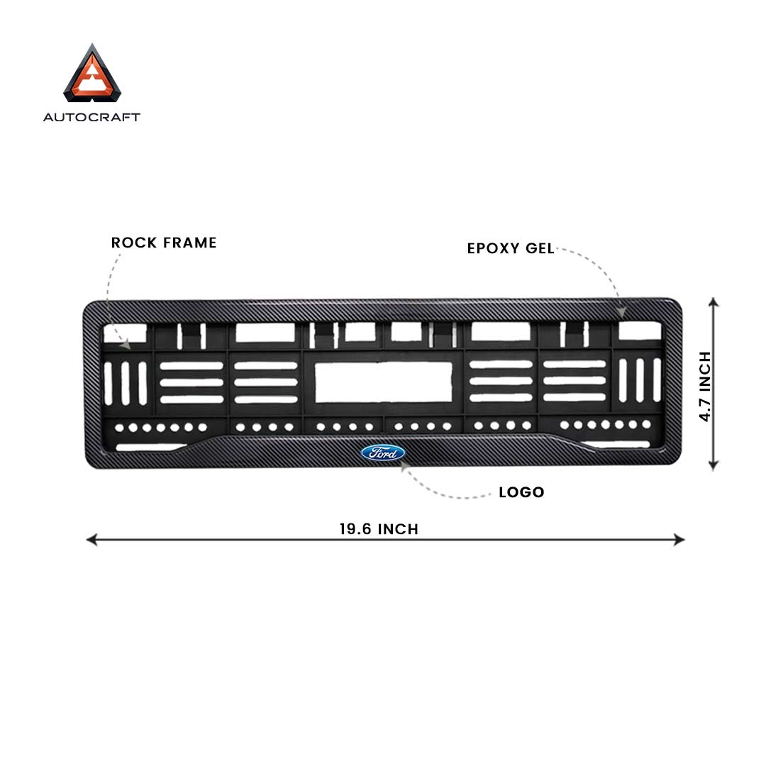 Car Number Plate Gel Frame - Ford - Black Plain