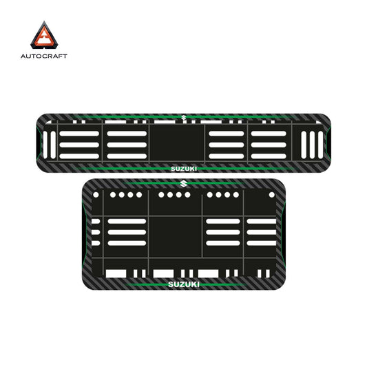 Bike Number Plate Gel Frame - Suzuki - Green Line (Front and Back Set)