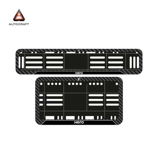 Bike Number Plate Gel Frame - Hero - Black Pattern (Front and Back Set)