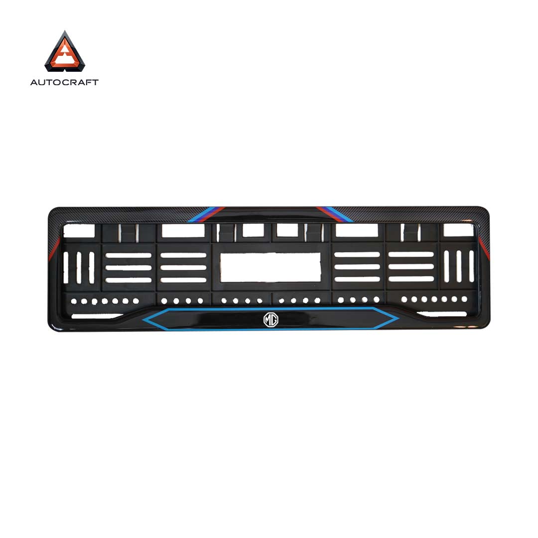 Car Number Plate Gel Frame - MG - Red and Blue Line HSRP number plate gel frame view 3