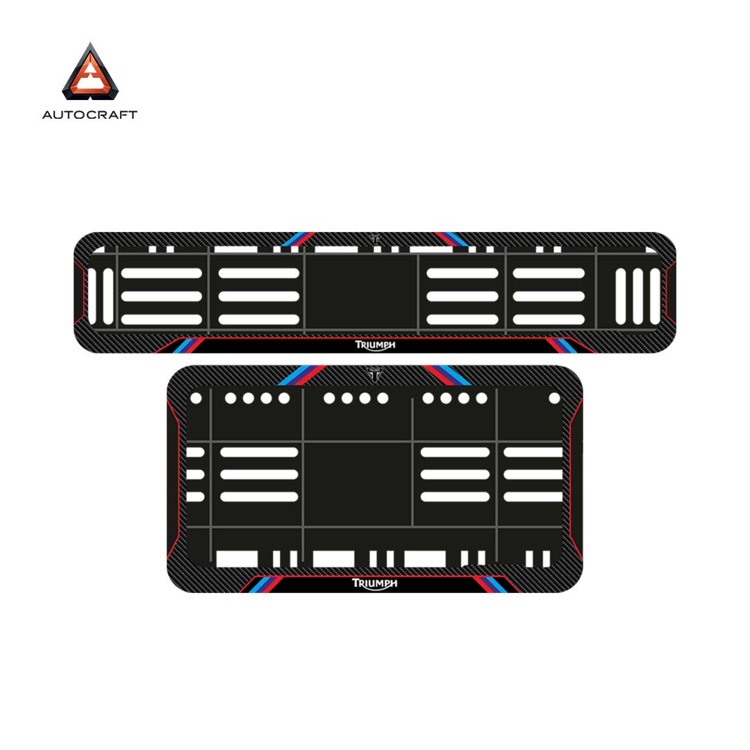 Bike Number Plate Gel Frame - Triumph - Red & Blue Lines (Front and Back Set)