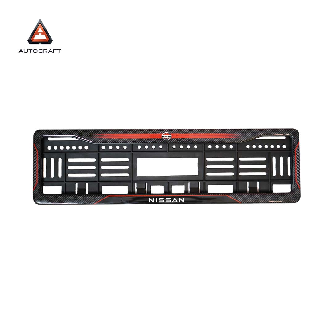 Car Number Plate Gel Frame - Nissan - Red Dash HSRP number plate gel frame view 3