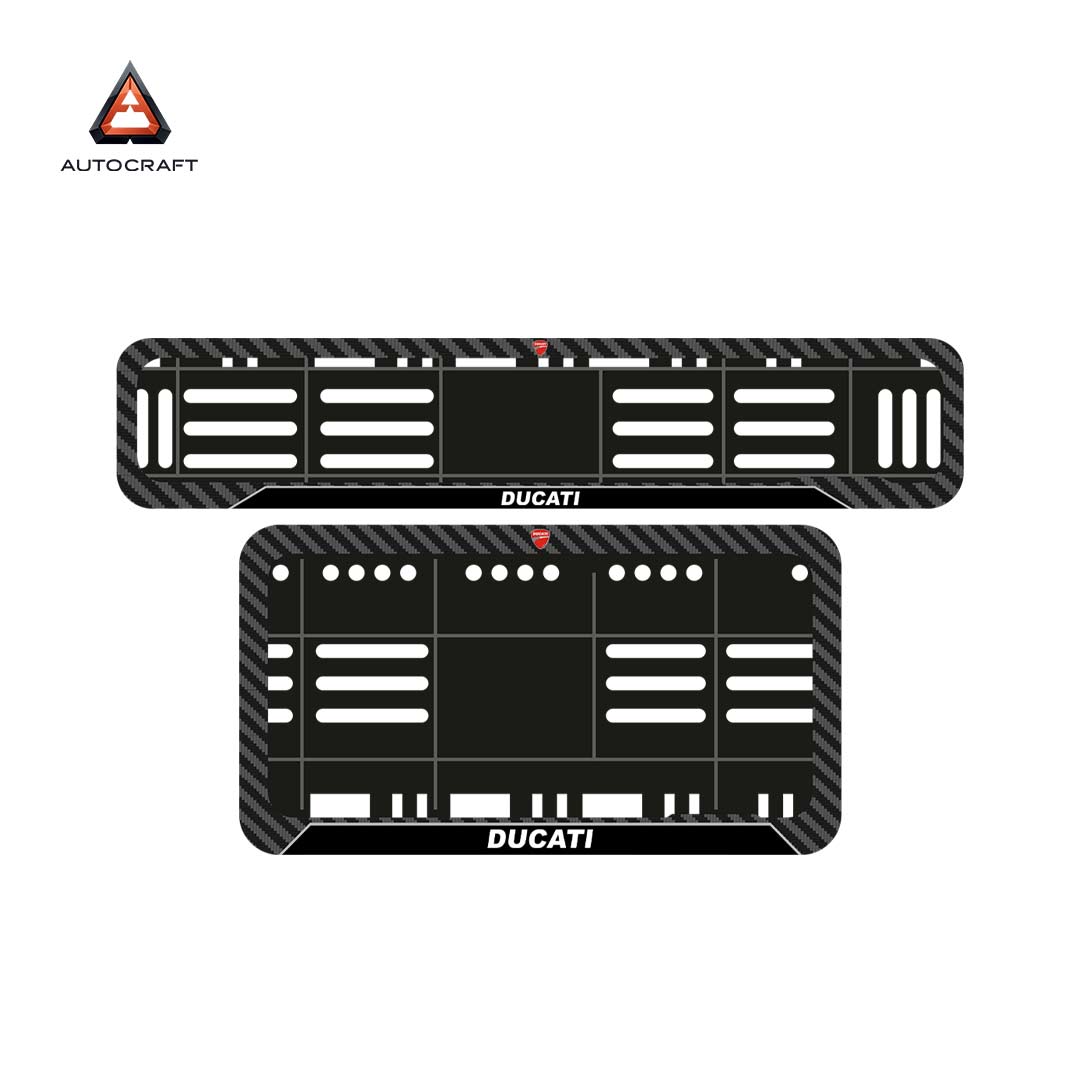 Bike Number Plate Gel Frame - Ducati - Black Pattern (Front and Back Set)