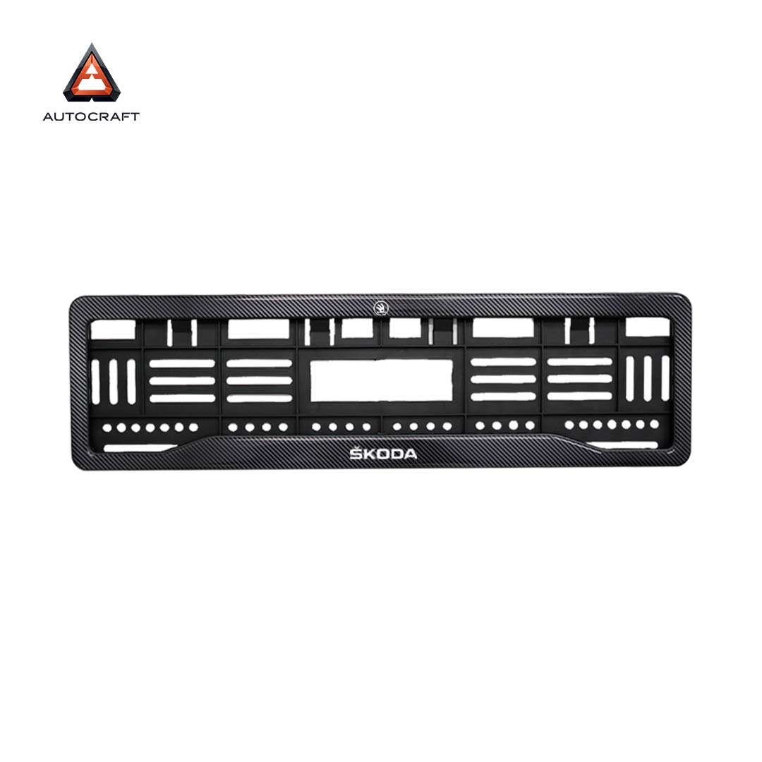Car Number Plate Gel Frame - Skoda - Black Plain