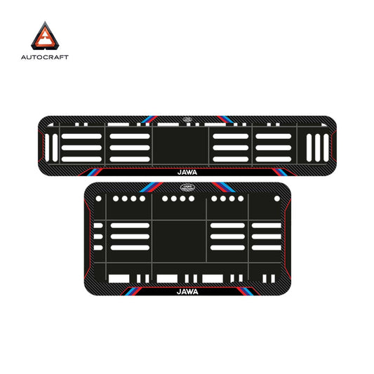 Bike Number Plate Gel Frame - Jawa - Red & Blue Lines (Front and Back Set)
