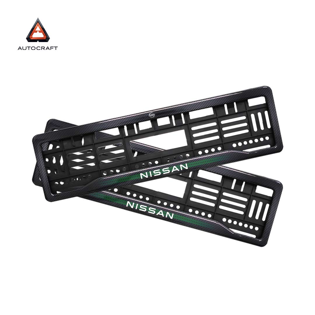 Car Number Plate Gel Frame - Nissan - Green HSRP number plate gel frame view 1