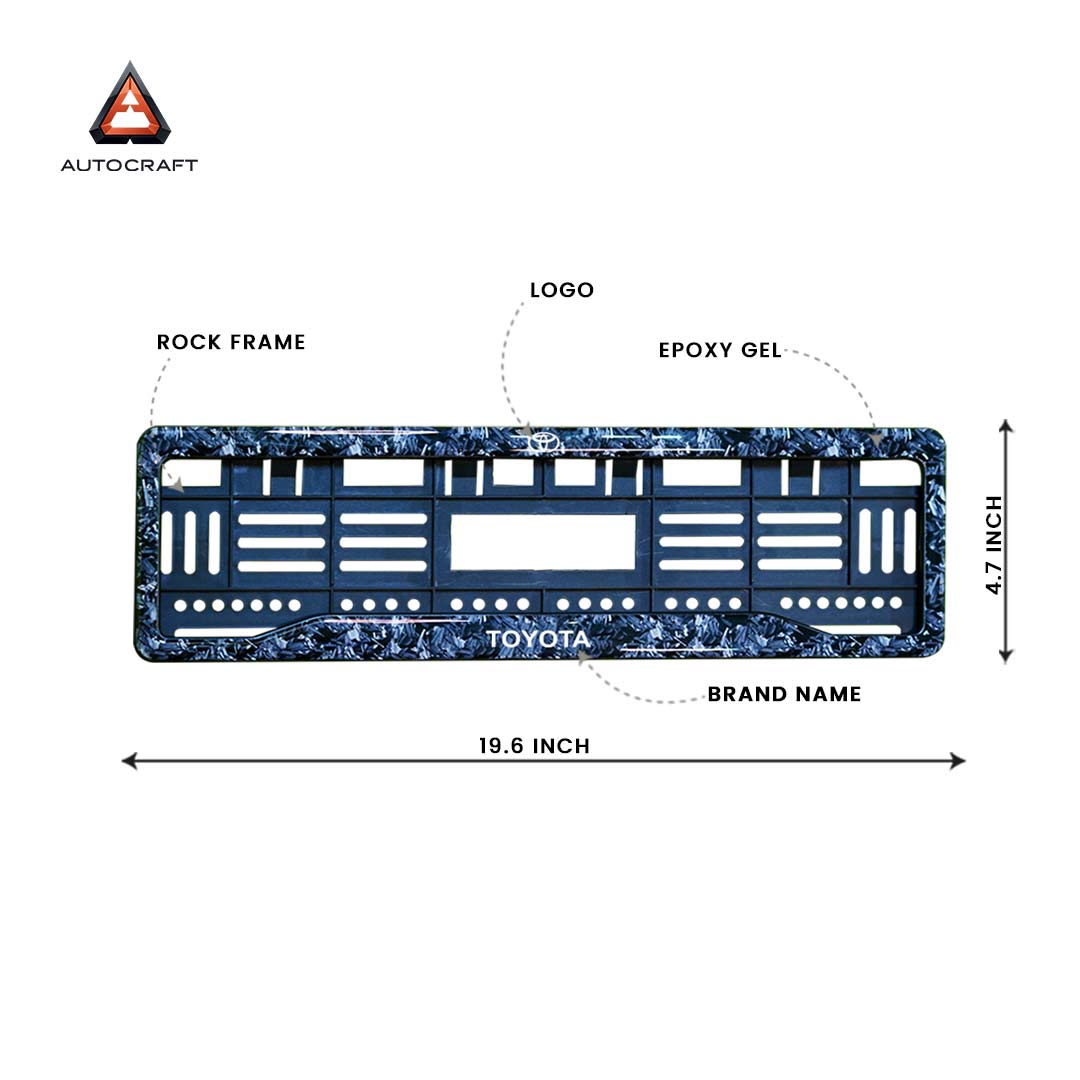 Car Number Plate Gel Frame - Toyota - Forged Carbon HSRP number plate gel frame view 2
