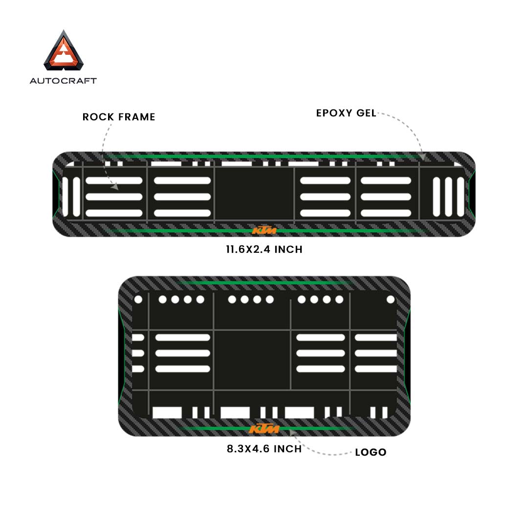 Bike Number Plate Gel Frame - KTM - Green Line (Front and Back Set)