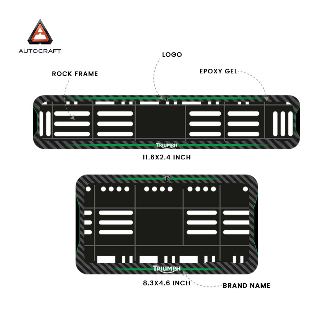 Bike Number Plate Gel Frame - Triumph - Green Line (Front and Back Set)