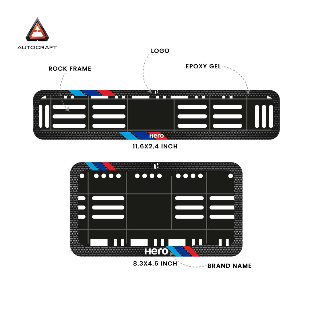 Bike Number Plate Gel Frame - Hero - Red & Blue Racing Stripes (Front and Back Set)