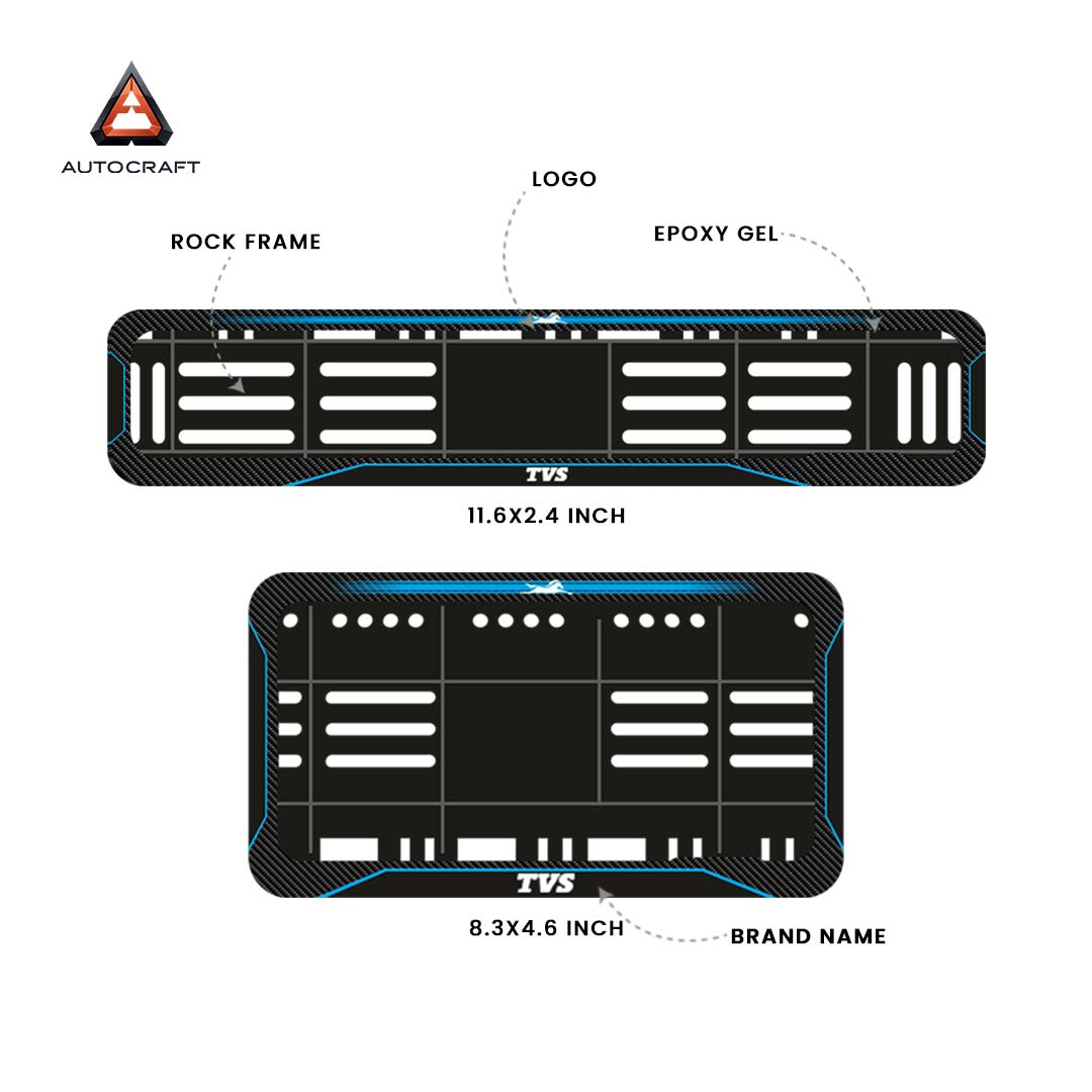 Bike Number Plate Gel Frame - TVS - Blue Line (Front and Back Set)