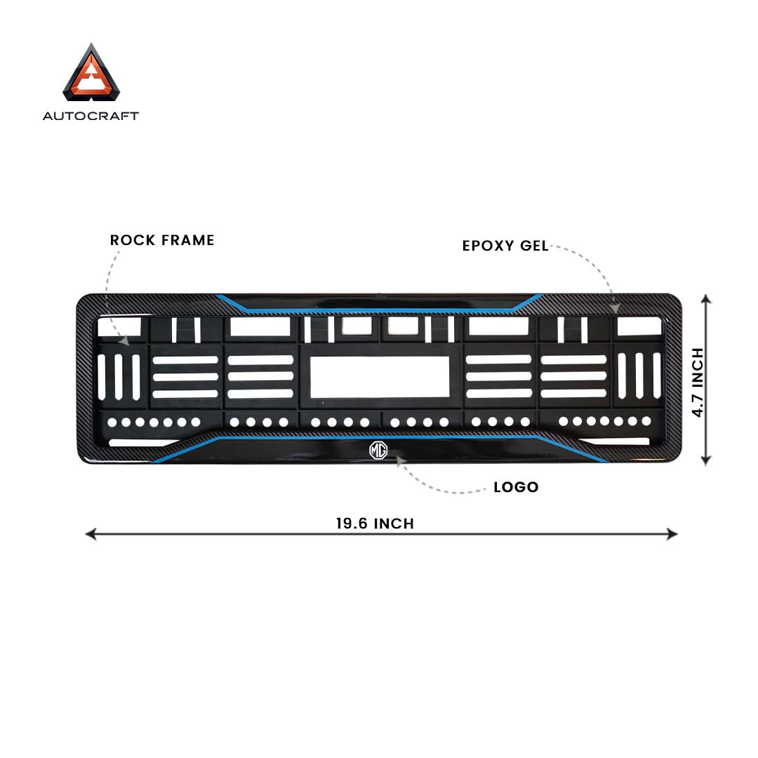 Car Number Plate Gel Frame - MG - Blue Line HSRP number plate gel frame view 2