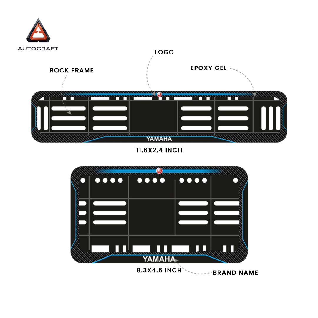 Bike Number Plate Gel Frame - Yamaha - Blue Line (Front and Back Set)