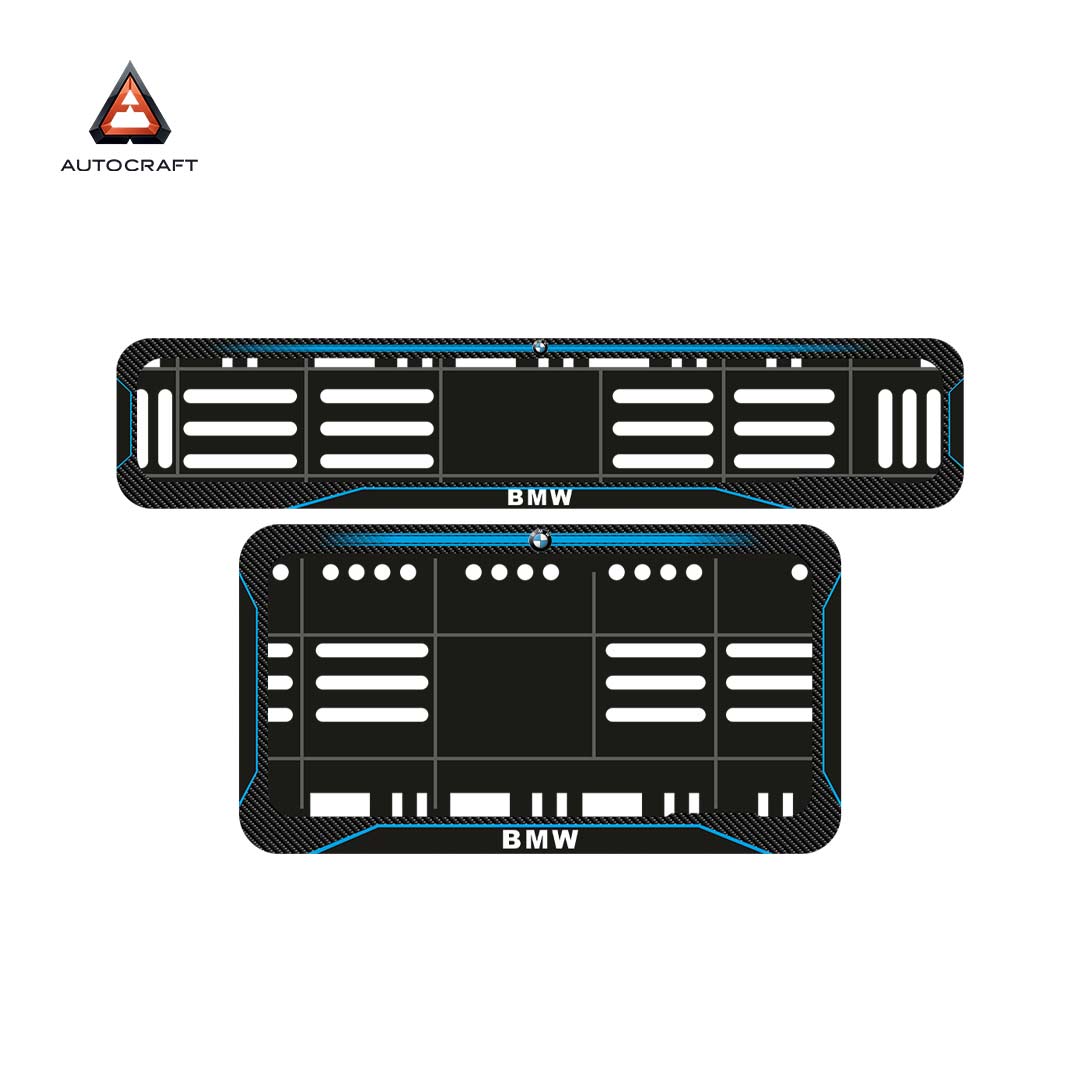Bike Number Plate Gel Frame - BMW - Blue Line (Front and Back Set)