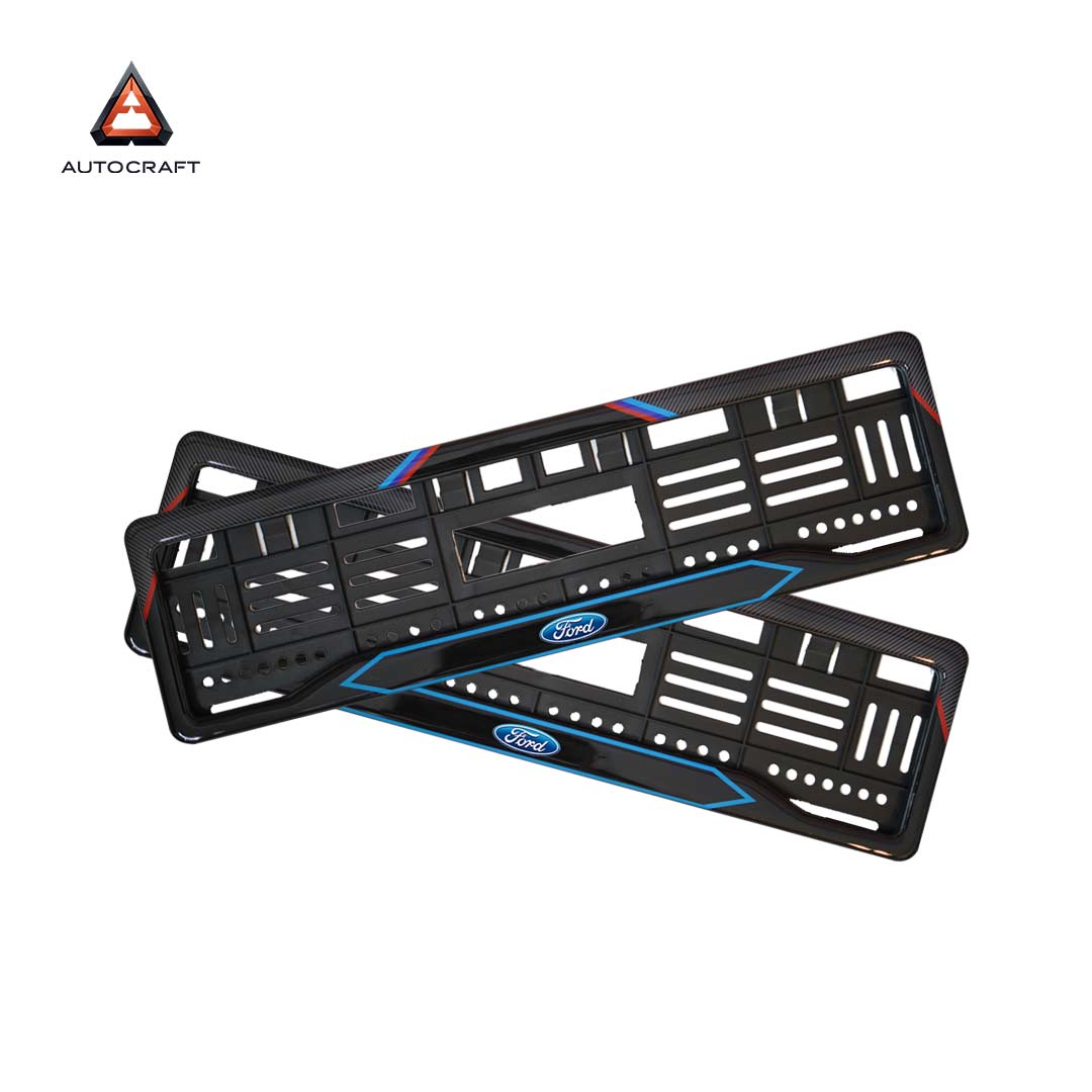 Car Number Plate Gel Frame - Ford - Red and Blue Line HSRP number plate gel frame view 1
